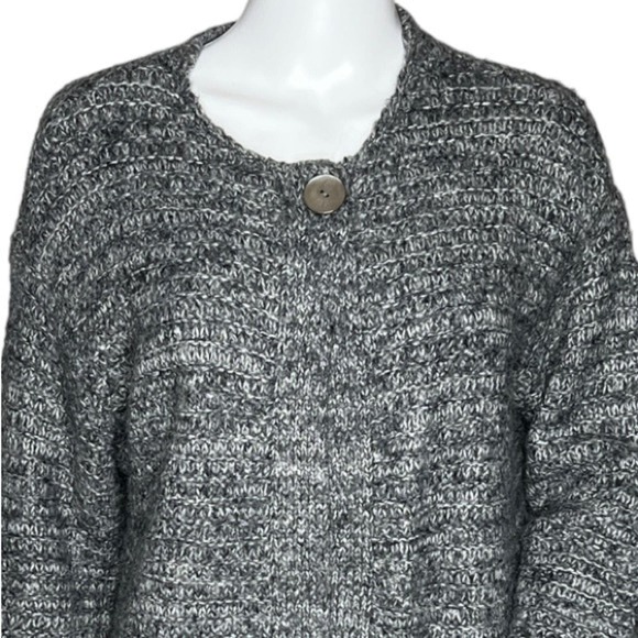 J. Jill Sweater Womens Small Gray White Marled One Button Open Cardigan Purejill - Picture 4 of 6